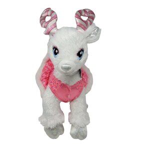 Build A Bear Glitzen Reindeer White with pink stripes coat silver hooves 17 inch